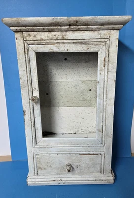 Vtg Primitive Handmade Carved Wood Medicine Cabinet Apothecary Keys Spices Jelly - Image 1 of 4