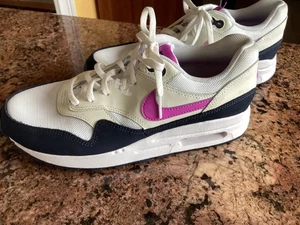 Nike Air Max 1 GS FQ8360-100 White/Violet/Black SZ 1Y-7Y - Picture 1 of 7