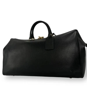 Borsa da viaggio Celine Vintage Boston in pelle nera con lucchetto grande capacità Auth - Foto 1 di 17