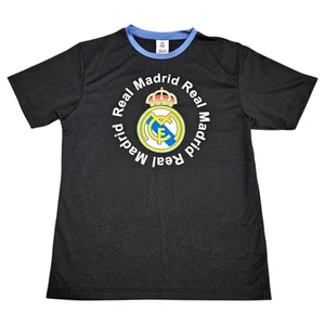 Real Madrid Youth XL Soccer Jersey Black Tee Crest Logo Graphic T-Shirt - Picture 1 of 7