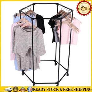 FR Hexagon Rolling Garment Rack with Wheels Heavy Duty Clothes Rail Display Stan - Bild 1 von 12