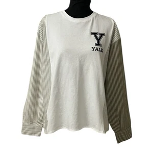 Zara White and Beige Contrasting Oversized Yale T-shirt(Size Small) - Picture 1 of 6