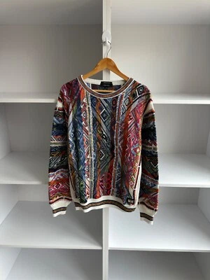 复古 Carlo Colucci Mark Seven 拼布多色 Coogi 风格毛衣 L — 第 1/4 张图片