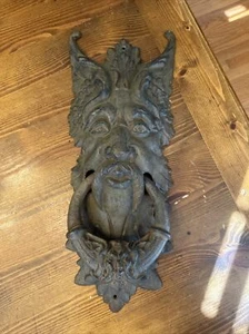 Großer Vintage rustikaler Nordwind Gusseisen Türklopfer Gothic Nordic Wikinger schwer - Bild 1 von 10