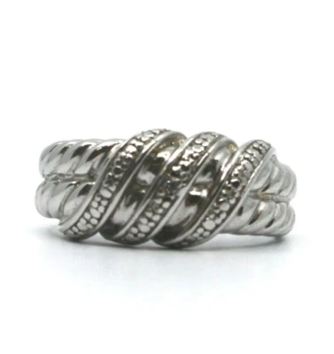 Sterling Silver SPG Diamond Dome Cable Ring Sz 6.5 - Image 1 of 4
