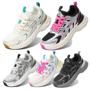 Kids Boys Girls Fashion Sneakers Lightweight Breathable Vintage Walking Shoes - Picture 1 of 16