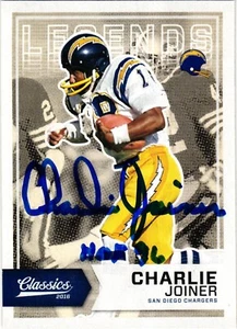 Charlie Joiner Autographed 2016 Panini Classic Legends Football Card HOF #140 - Picture 1 of 2