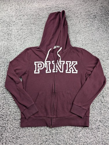 UNDERCOVER Felpa con cappuccio Victorias Secret donna piccola bordeaux zip tempo libero palestra casual yoga