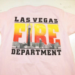 NEW LAS VEGAS FIRE DEPARTMENT FIRE FIGHTER TEE T SHIRT Womens S Pink  - Picture 1 of 3