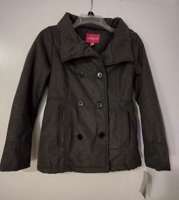 London Fog Pea Coat Womens 0 or Sm Polyester Dble Breasted Button Warm Gray NWT - Image 1 of 4