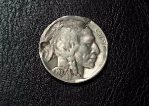 Mint Error Coin 1937 Buffalo Nickel Damaged Planchet DDR Broadstruck Reverse - Picture 1 of 12