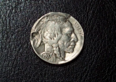 Mint Error Coin 1937 Buffalo Nickel Damaged Planchet DDR Broadstruck Reverse  - Image 1 of 4
