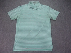 Peter Millar Mens Shirt Medium Green White Striped Summer Comfort - Picture 1 of 18