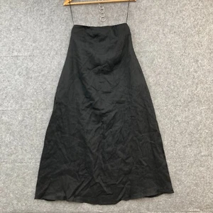 NUEVO Vestido midi Aere de lino sin tirantes para mujer 6 bolsillos negros costero 44926 - Imagen 1 de 12