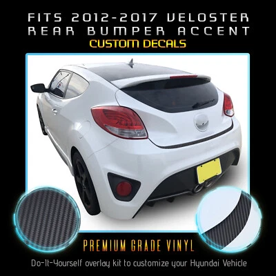 For 2012-2017 Hyundai Veloster Rear Trunk Trim Accent Decal - Matte Carbon Fiber - Image 1 of 4