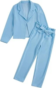 Girl's Two Piece Outfit Solid Open Front Blazer and Pants Set Size 9Y - Picture 1 of 6