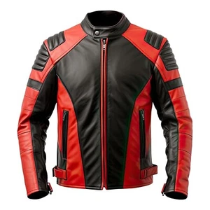 Superman Smallville Negro Rojo Moto Bomber Disfraz Chaqueta de Cuero Nuevo - Imagen 1 de 4