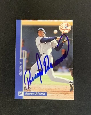 1996 RUBEN RIVERA LP Leaf Preferred #137 Signed Baseball Card Auto Yankees - Image 1 of 2