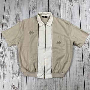 VTG PAUL STUART USA FULL ZIP RAYON BLEND CABANA SHIRT COLORBLOCK SOPRANOS SZ L - Picture 1 of 5