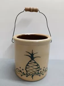 Vintage 1995 Maple City Pottery 4" Pineapple Crock Basket Salt Glazed Signed - Picture 1 of 10