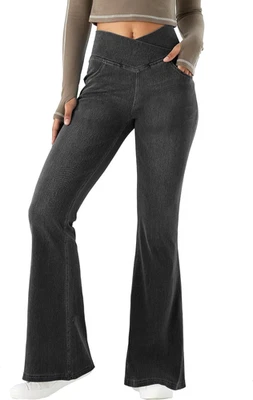 Pantaloni Yoga Donna Con Incrocio a V Vita Alta Controllo Dell'Anca Fitness Casu - Immagine 1 di 4