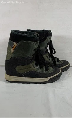 Botas de snowboard de cuero verde Raichle con cordones suela de goma para mujer Foto 1 de 4