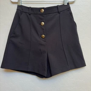 NWOT Zara Button Front Shorts High Waist Dressy Career Casual Black Shorts Small - Picture 1 of 9