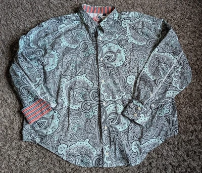 Robert Graham абстрактный пейсли печать многоцветный шелк отделка LS кнопка рубашка 2XLB - Изображение 1 из 4