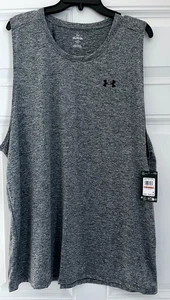 Under Armour Herren UA Tech Tank Top tailliert Größe 3XL Castlerock/schwarz Neu mit Etikett Ret $ 25 - Bild 1 von 7