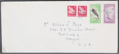 MayfairStamps New Zealand Bird Dual & Flower Pair to Portland OR Cover aau_63097 - Image 1 of 2