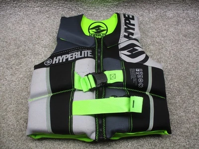 Chaleco Salvavidas Juvenil Hyperlite USCG Tipo III PFD 50-90 lb Negro Gris Lima Foto 1 de 4