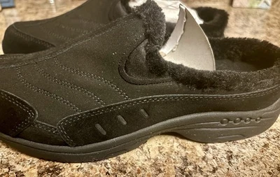 Easy Spirit Women’s Travel Fuzz Black Mules New 7.5 Arch Support Comfort - Image 1 of 4