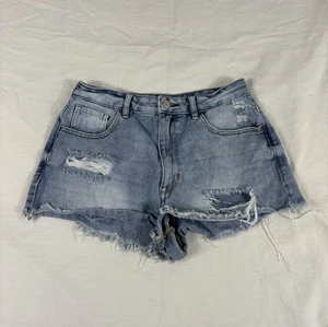Pacsun High Rise Festival pantaloncino donna blu effetto invecchiato taglio denim 26 - Foto 1 di 12