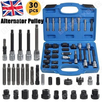 ACELECTRONIC 30PCS Alternator Pulley Decoupler Clutch Freewheel Drive Remove Install Tool Kit
