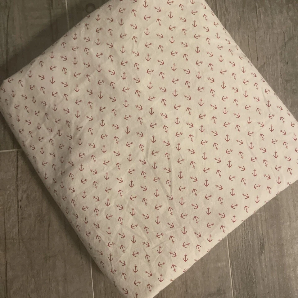 Ralph Lauren Sábana Plana Náutica Talla Queen Blanca con Anclas Rojas por Foto 1 de 4