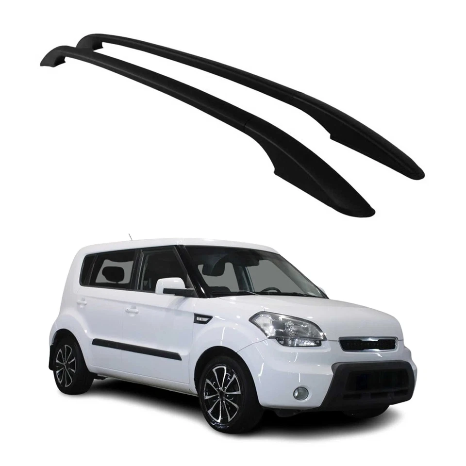 Baca de techo rieles laterales de aluminio para Kia Soul 2010-2013 negro 2 piezas Foto 1 de 4