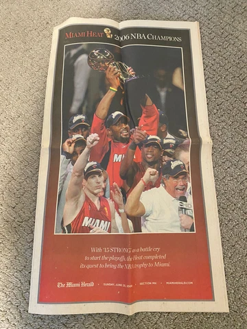 Miami Heat 2006 Finals Poster Miami Herald Newspaper Shaq Wade Williams 6/26/06 Cover
