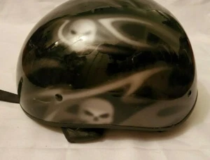Harley Davidson Half Shell Motorcycle Helmet Skull Graphics Size S Black - Bild 1 von 6