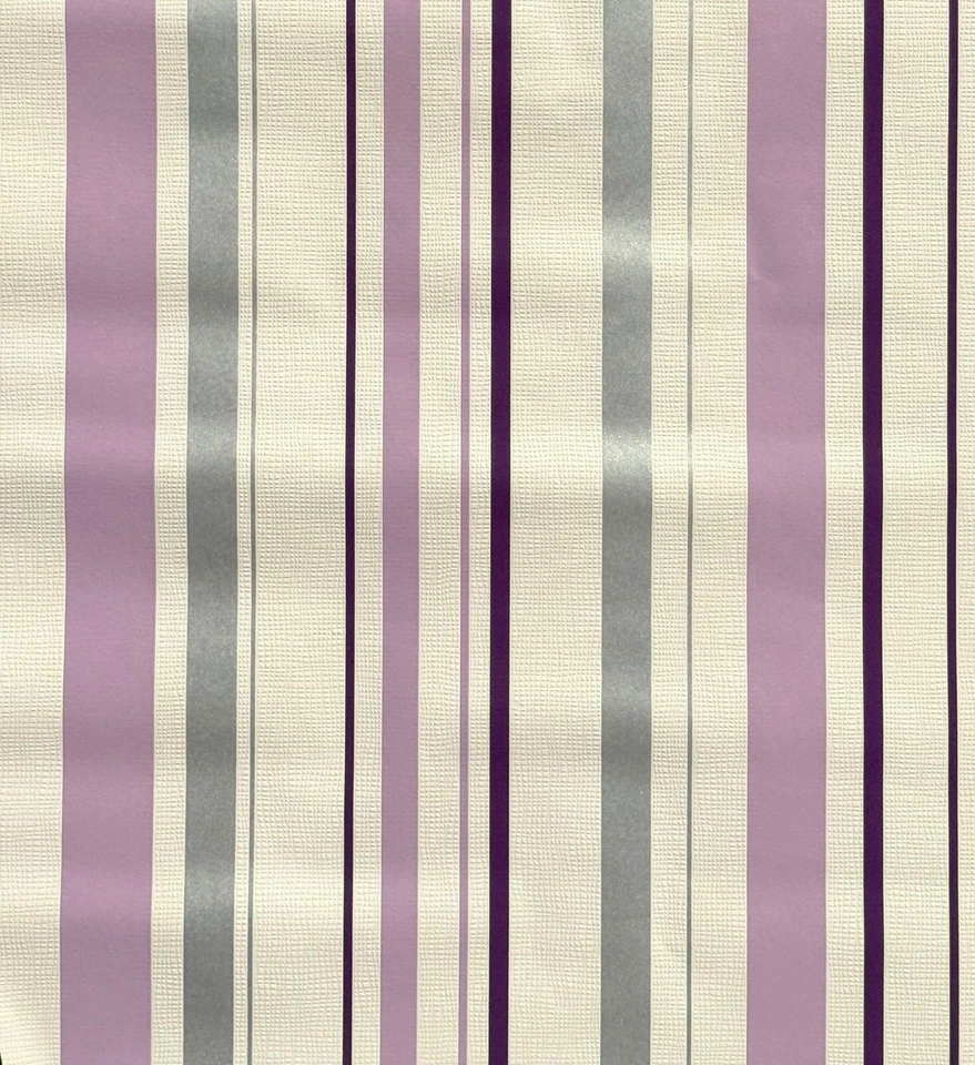 PAPEL PINTADO VINILO SOPLADO RAYAS BLANCAS PLATA LILA 2594-24 Foto 1 de 1