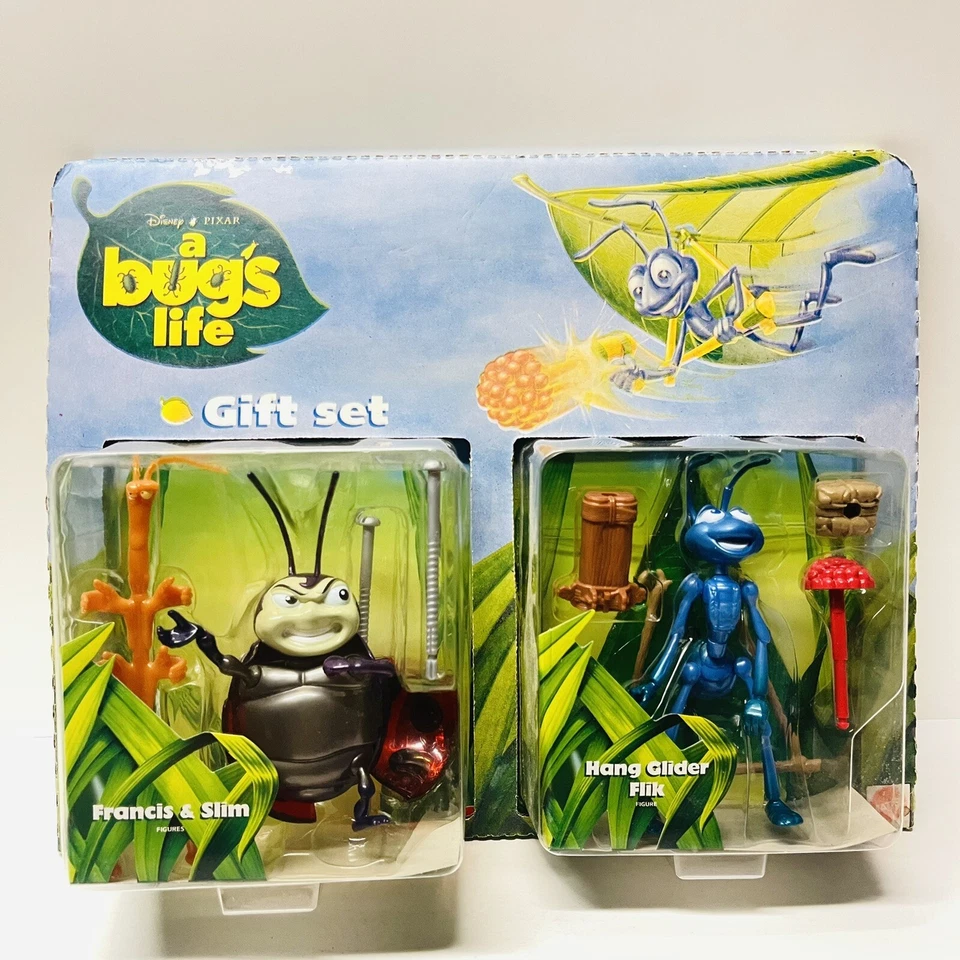 复古 1998 年迪士尼皮克斯虫虫生命礼物套装 3 件套 Francis Slim Flik — 第 1/4 张图片