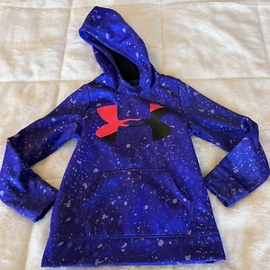 Under Armour Youth Small Girls Hoodie Purple Black Big Logo - Picture 1 of 4