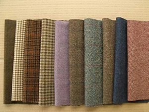 British Tweed 100% Wool Remnants Offcuts Squares Crafts 10 Pieces 9x9 inch New - Picture 1 of 12
