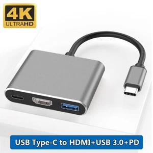 Adapter Converter 3 in 1 Hub 4K HDMI PD Charging USB 3.0 For Laptop PC - Picture 1 of 10