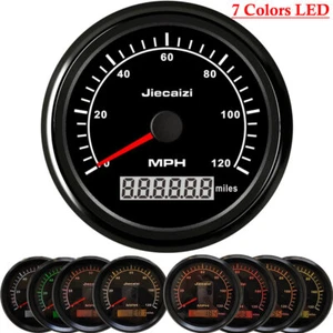 Odómetro velocímetro GPS negro 85 mm 0-120 MPH para camión marino automático 7 colores LED - Imagen 1 de 15