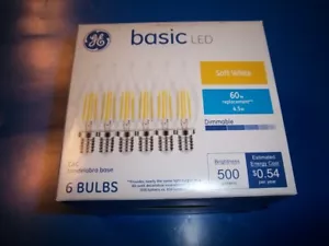 NEW GE Basic 60-Watt EQ E12 Base CAC LED Soft White Dimmable Light Bulb 6 BULBS  - Picture 1 of 1