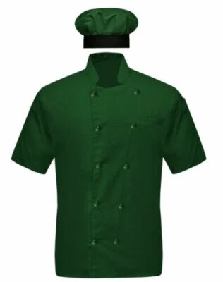 Men's Chef Coat Half Sleeve Jacket With Cap for Hotel Restaurant kitchen Uniform - Image 1 of 3