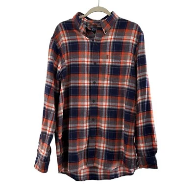 Chaps Performance Mens XL Long Sleeve Plaid Button-Down Shirt Cotton Orange - Image 1 of 4