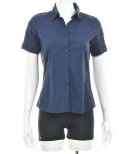 Camisa para mujer Ann Taylor Factory, talla 4, azul marino, con botones, manga corta - Imagen 1 de 5