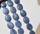 Perles de corail bleu naturel authentiques, longues larme plate perceuse, 25 x 30 mm, corde 16 pouces