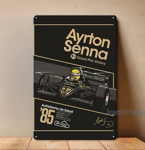 Ayrton Senna Estoril 1985 Race F1 Metall Poster - Sammelschild - Größe: 20x30cm - Bild 1 von 5